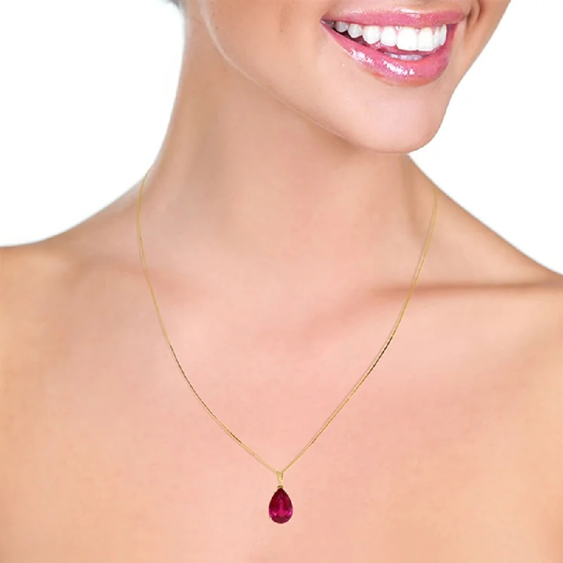 Patina bronze necklaces-5 Carat 14K Solid Gold Born A Lioness Ruby Necklace