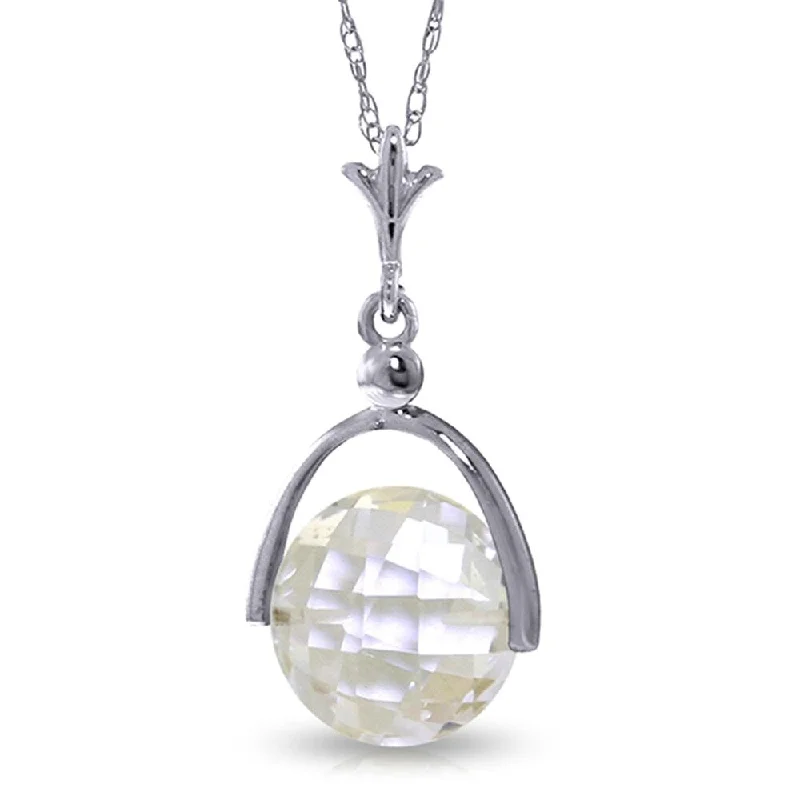 Tarnished silver necklaces-3.65 Carat 14K White Gold Necklace Checkerboard Cut White Topaz