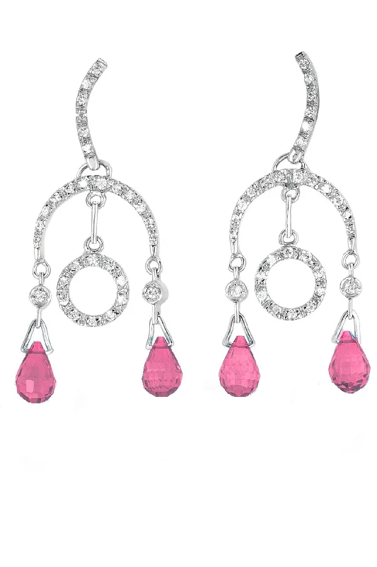 Wide statement earrings-Sylvie Pink Zirconia Drop Earrings