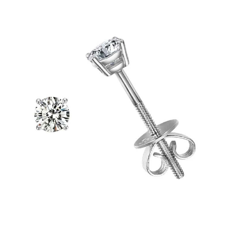 Crystal-twisted earrings-FANCIME 0.2 cttw Moissanite 14K Solid White Gold Stud Earrings