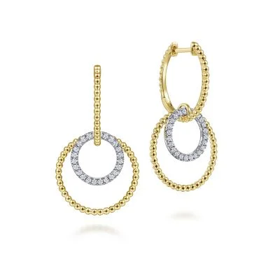 Baroque pearl earrings-14K White and Yellow Gold 0.23ctw Diamond Drop Earrings