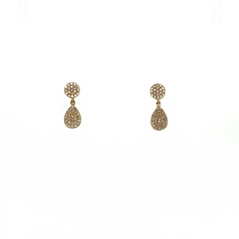 Wide hoop earrings-Diamond Pave Drop Earrings