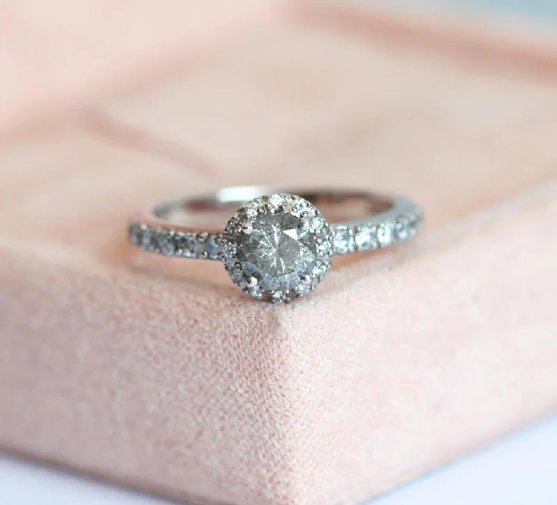 Timeless gold engagement rings-Aleena Round Salt & Pepper Diamond Ring