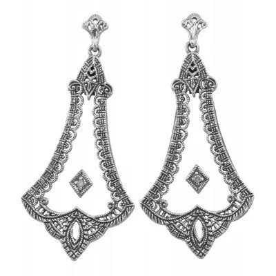 Java tile earrings-Crystal Center Chandelier Earrings