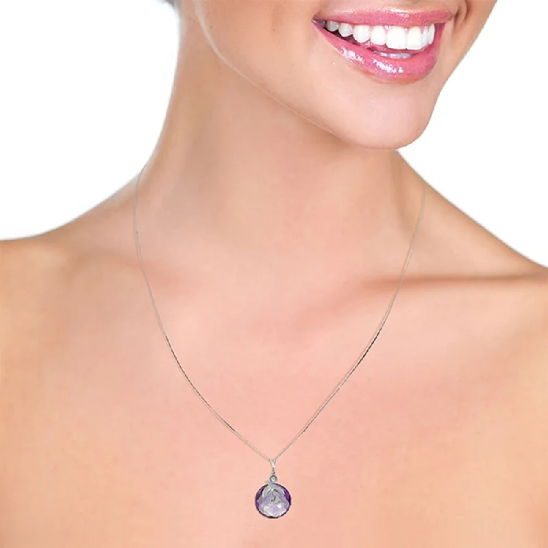 Flat knot necklaces-5.32 Carat 14K Solid White Gold Necklace Checkerboard Cut Purple Amethyst