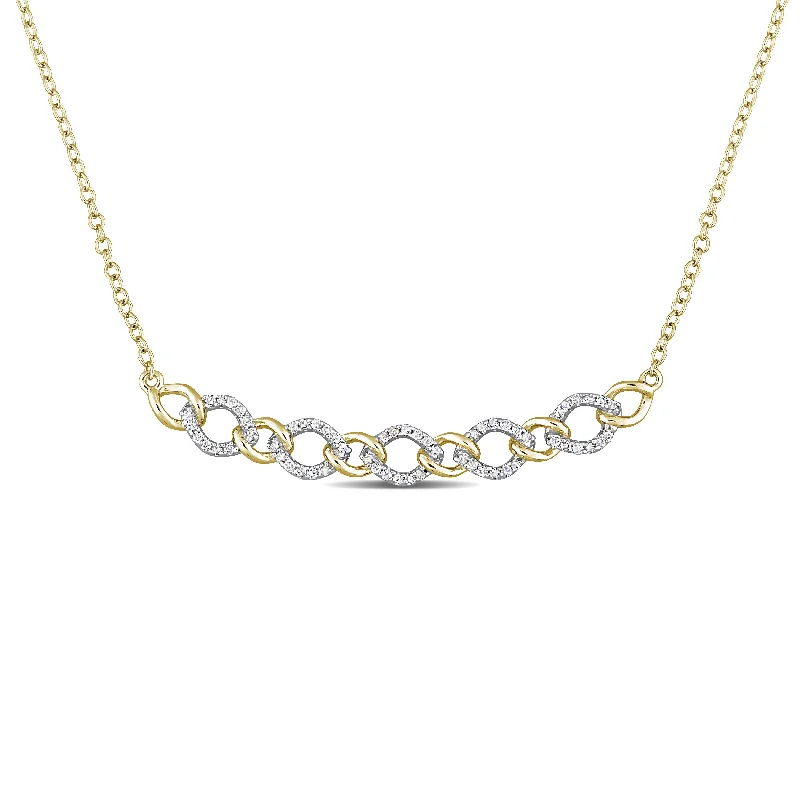 Haze glass necklaces-Miadora 1/5ct TDW Diamond Oval Link Necklace in Yellow Plated Sterling Silver