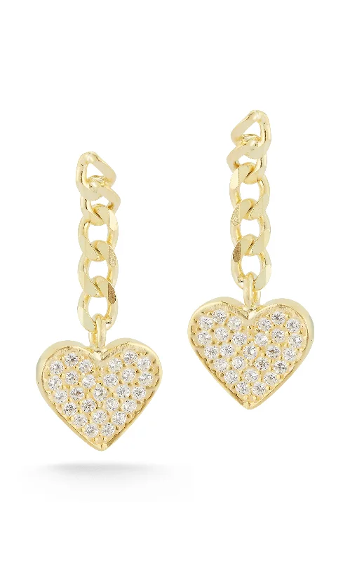 Pink gold earrings-Heart Drop Earring