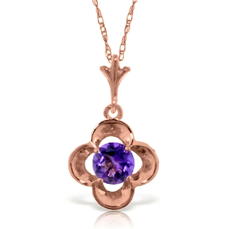 Wave pattern necklaces-14K Rose Gold Purple Amethyst Necklace Gemstone Series New