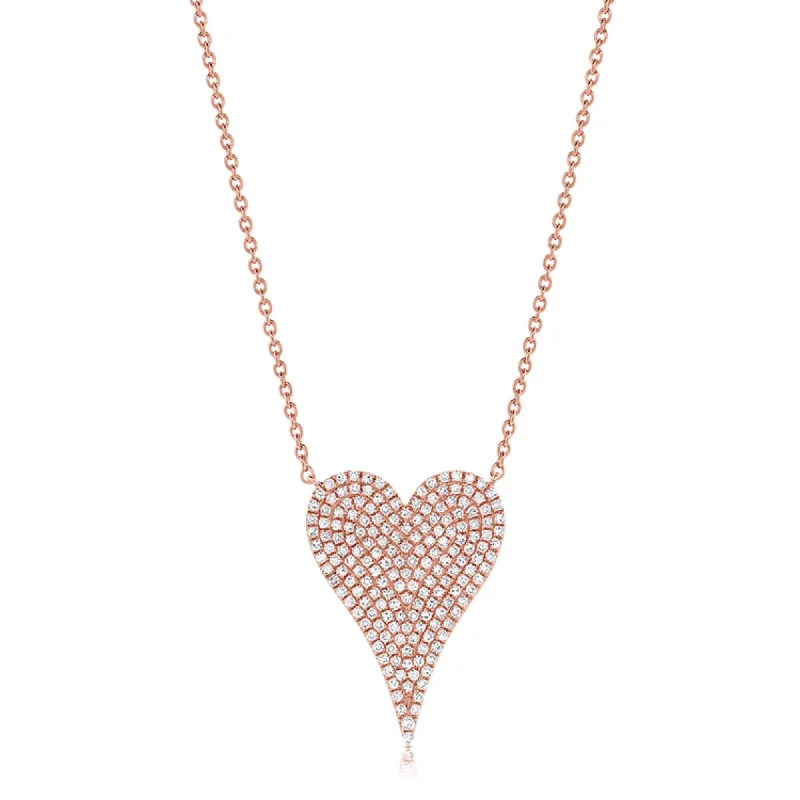 Vintage locket necklaces-Joelle Diamond Pave Heart Pendant 1/2 Cttw.14K Gold - Heart Necklace