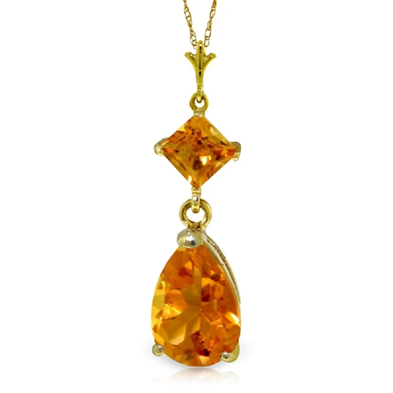 Emerald drop necklaces-2 Carat 14K Gold Dance Me Citrine Necklace