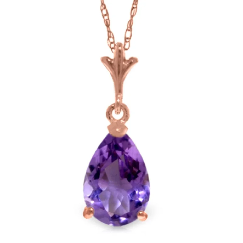 Silk cord necklaces-1.5 Carat 14K Rose Gold Pear Amethyst Necklace