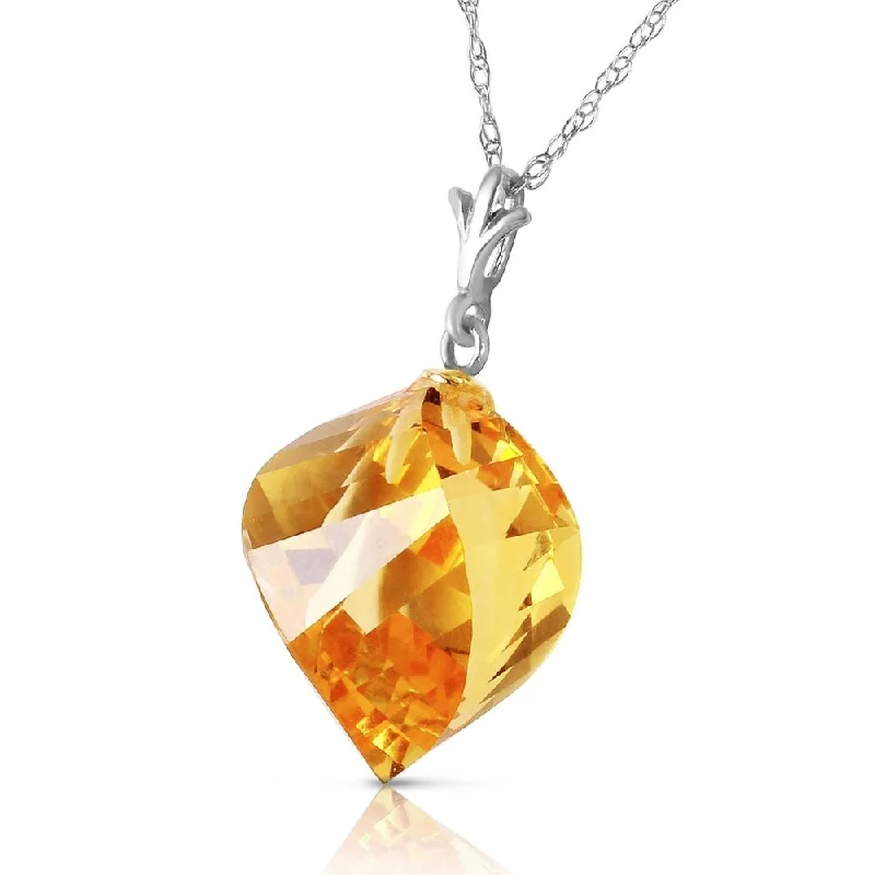 Cedar wood necklaces-11.75 Carat 14K Solid White Gold Necklace Twisted Briolette Citrine