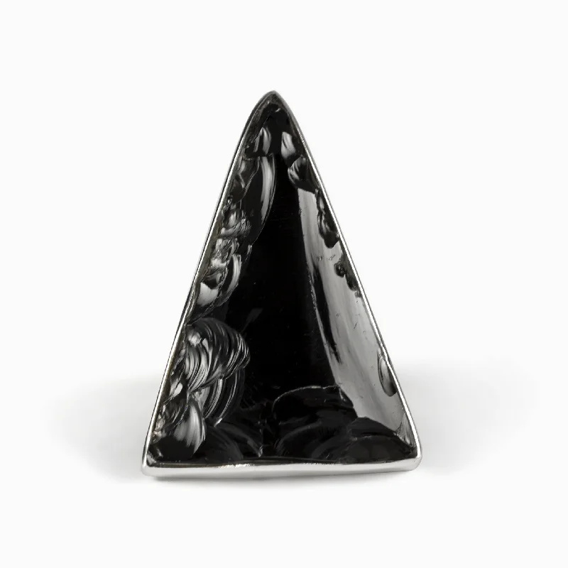 Multi-stone rings-Apache Tear Obsidian Ring