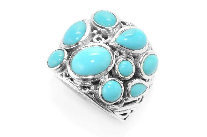 Dove feather rings-Amanzi Ring- Turquoise