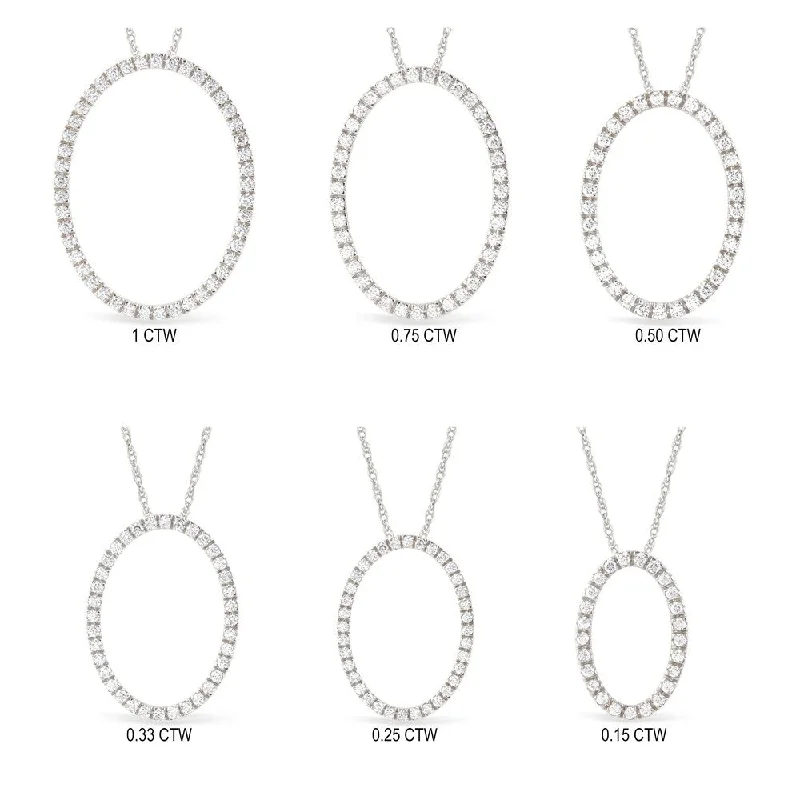 Secure clasp necklaces-1/6ct - 1ct TDW Diamond Open Oval Necklace in 14k Gold by De Couer