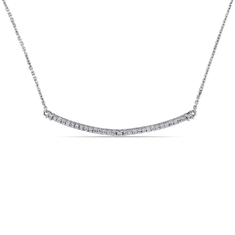 Linen cord necklaces-Miadora 14k White Gold 1/5ct TDW Diamond Horizontal Bar Necklace