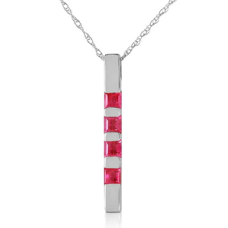 Haze glass necklaces-0.35 Carat 14K Solid White Gold Necklace Bar Natural Ruby