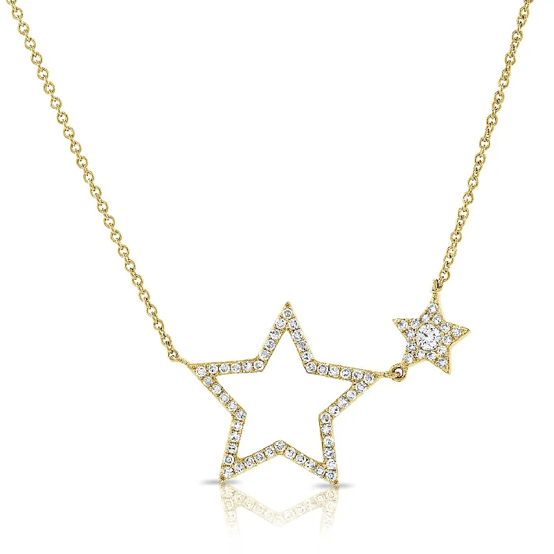 Layered link necklaces-Joelle Diamond Star 14K Gold Necklace 1/5ct TDW