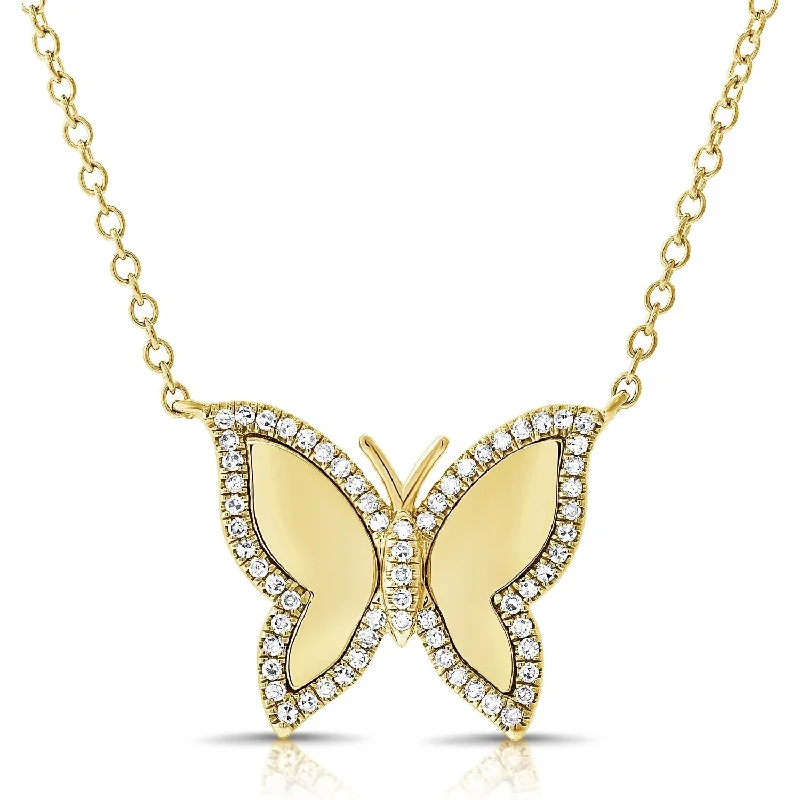 Lapis drop necklaces-Joelle Diamond Butterfly 1/5 ct. Necklace 14K Gold