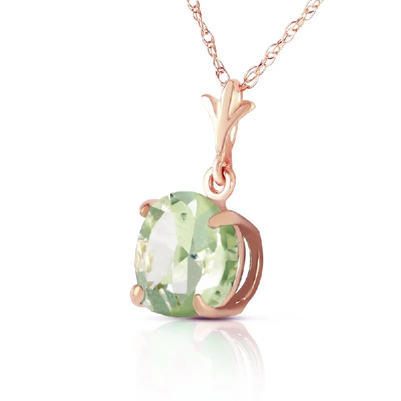 Onyx gem necklaces-1.15 CTW 14K Solid Rose Gold Single Green Amethyst Necklace