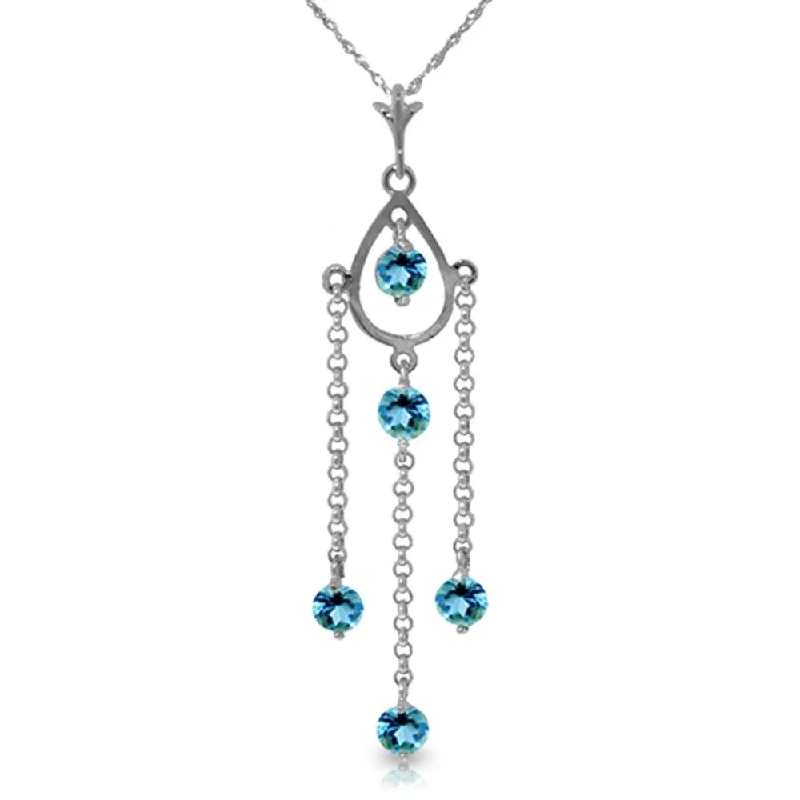 Vine braid necklaces-1.5 Carat 14K White Gold Heads Will Roll Blue Topaz Necklace