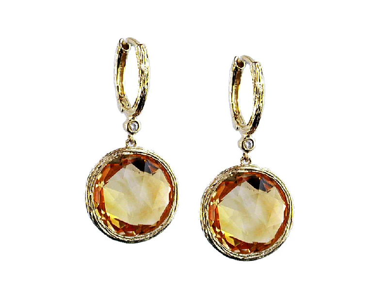 Onyx stone earrings-Textured Bezel Citrine Earrings