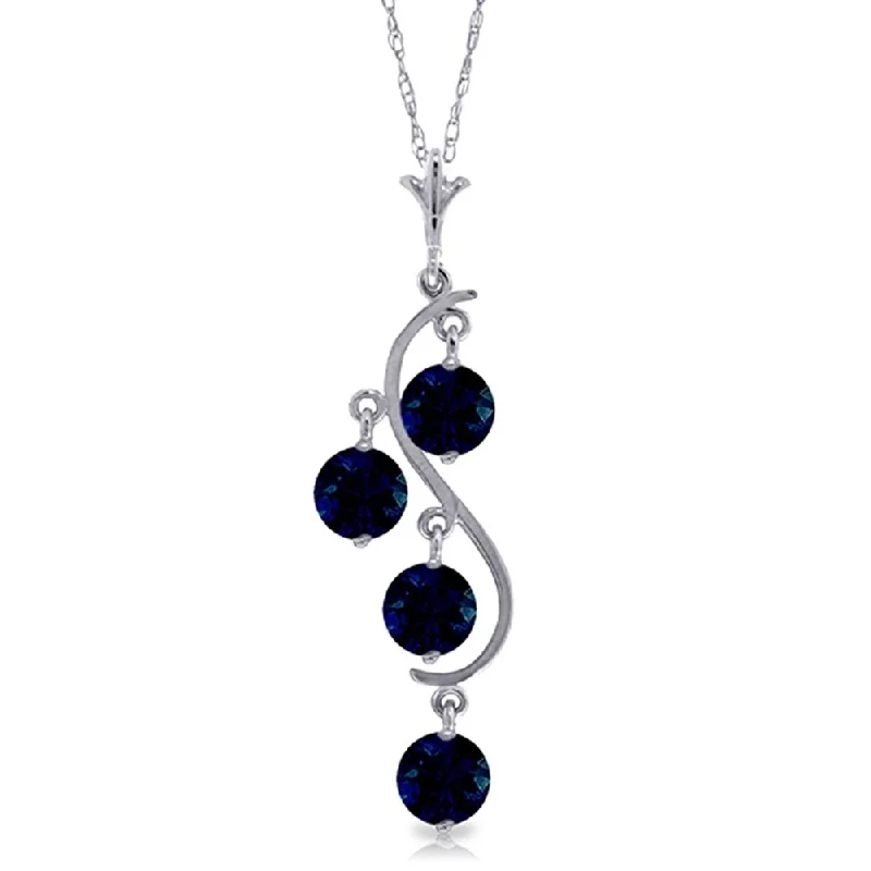 Sleek drop necklaces-2 Carat 14K White Gold Blue of The Wind Sapphire Necklace