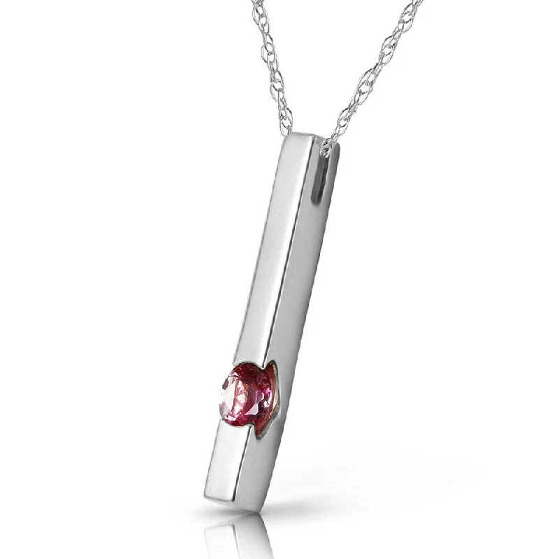 Whimsical bead necklaces-0.25 Carat 14K Solid White Gold Look Inward Pink Topaz Necklace