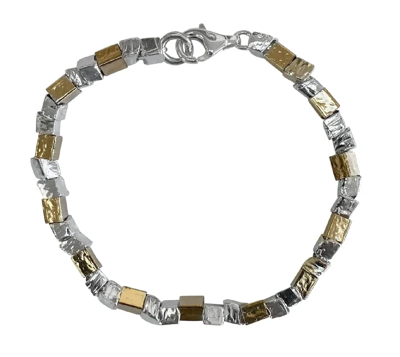 Silver Gold Nugget Bracelet - 14ct Rolled Gold