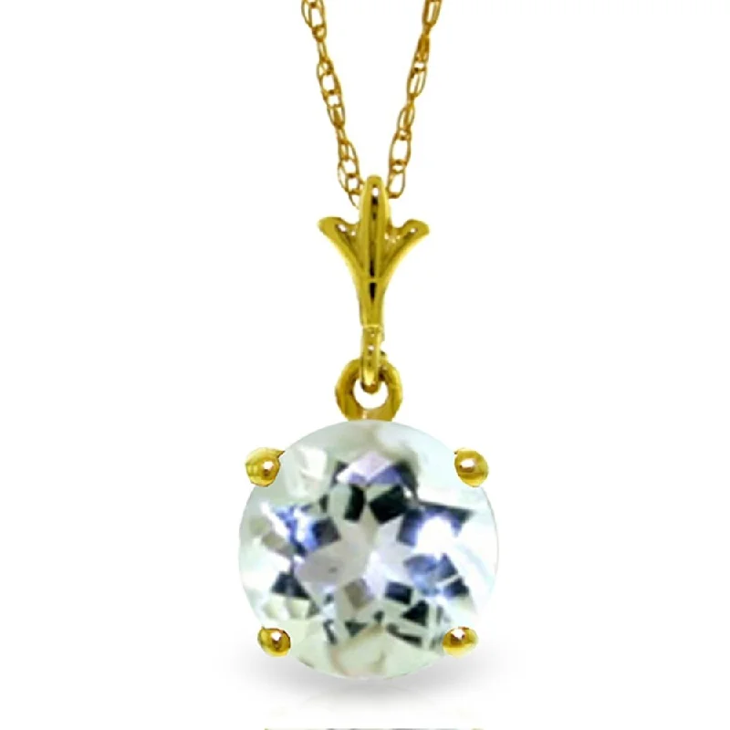 Solid link necklaces-1.15 Carat 14K Gold Affectionate Aquamarine Necklace