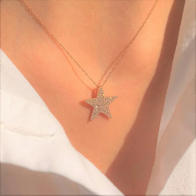 Wave pattern necklaces-Joelle Diamond Star Necklace 1/3 ct. TDW 14K Gold on a 16-inch Chain