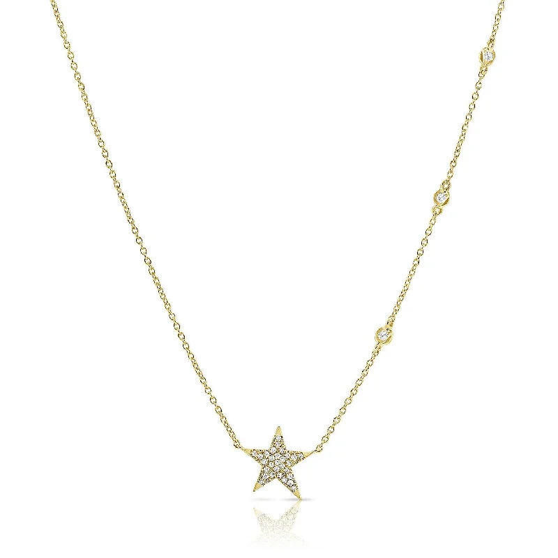 Multi-layer necklaces-Joelle Diamond Star Necklace 14K Gold 1/6ct TDW