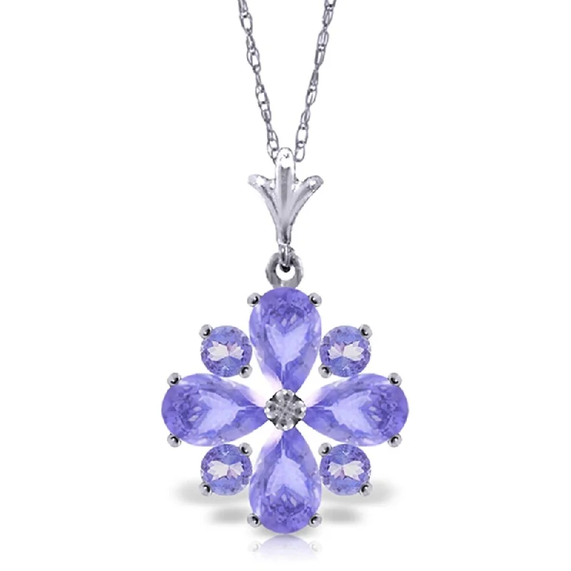 Multi-layer necklaces-2.43 Carat 14K White Gold Tanzanite Necklace Pressed Against You