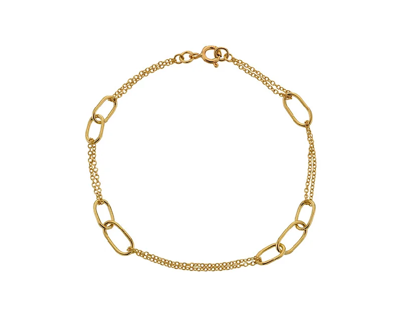 9ct Yellow Gold Oblong Station Bracelet