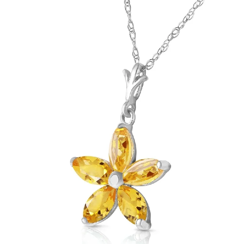 Twisted knot necklaces-1.4 Carat 14K Solid White Gold Cheer In My Heart Citrine Necklace