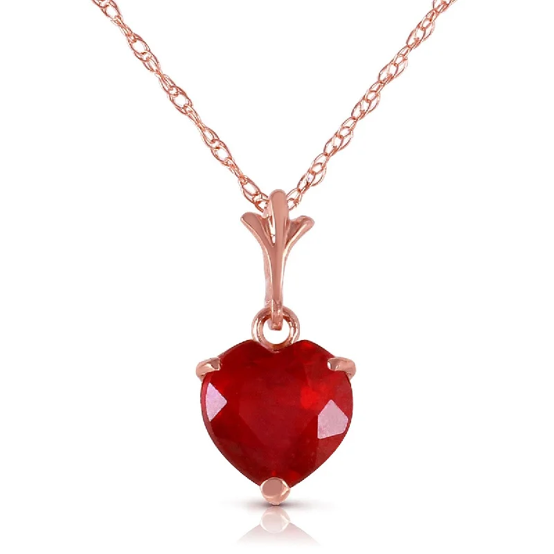 Bold cross necklaces-1.45 Carat 14K Solid Gold Gemstone Necklace Natural Heart Ruby