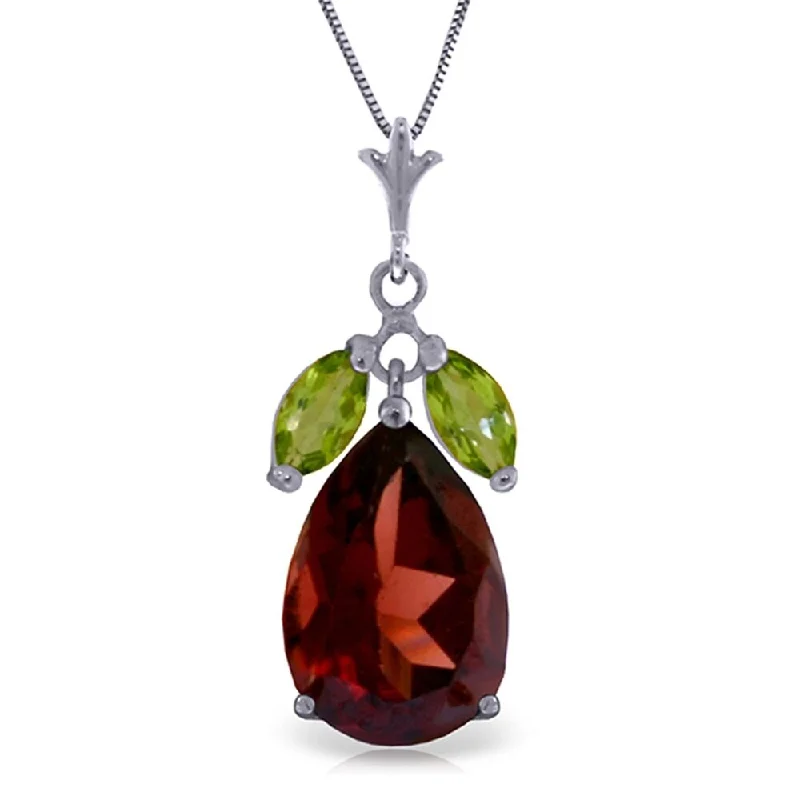 Haze glass necklaces-6.5 Carat 14K White Gold Necklace Garnet Peridot