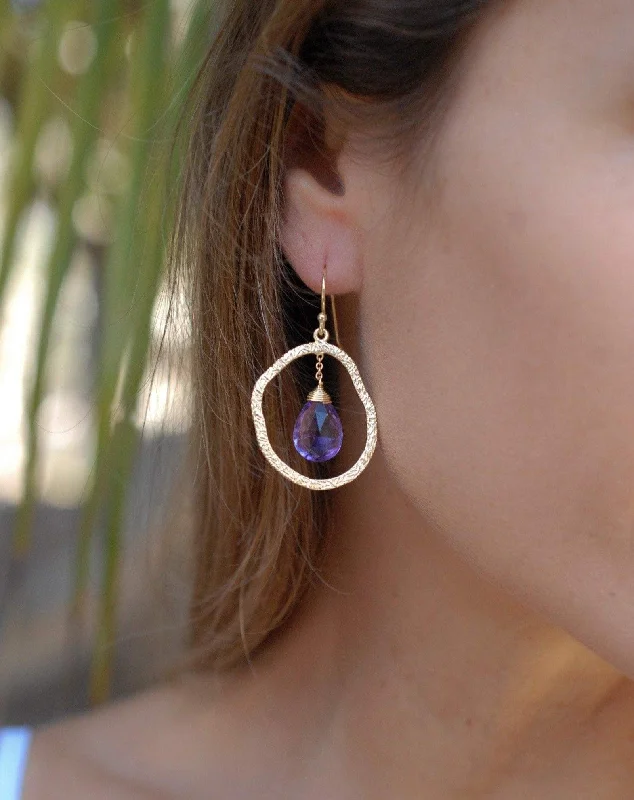 Layered tier earrings-Amethyst Earrings ~18k Gold Plated~ ME018A