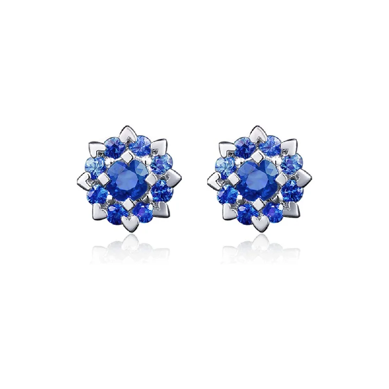 Bamboo style earrings-FANCIME Cluster Flower 14k White Gold Stud Earrings