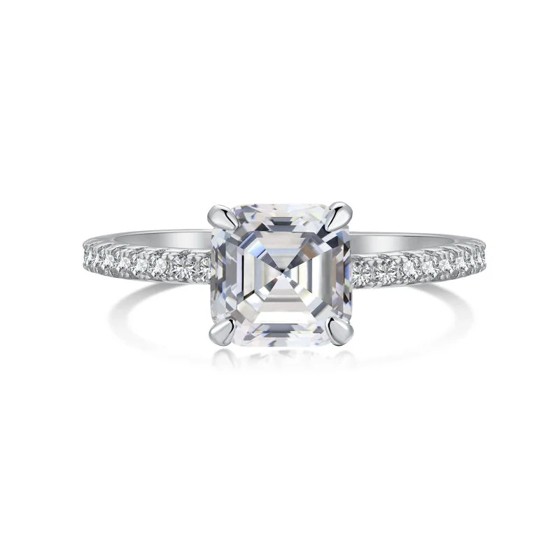 Fox motif engagement rings-Square Cut Diamond Ring