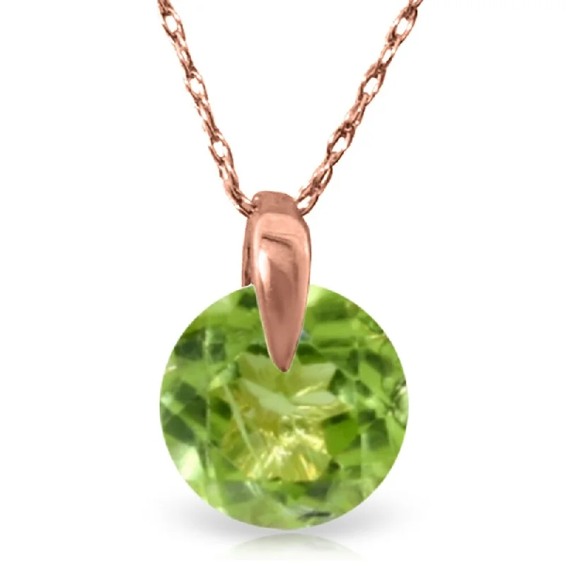 Solid link necklaces-1 Carat 14K Solid Rose Gold Necklace Natural Peridot