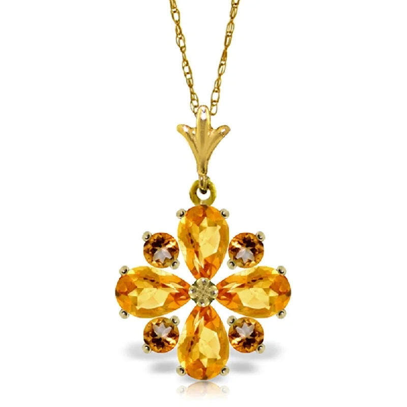 Raised bar necklaces-2.43 Carat 14K Gold Ray of Life Citrine Necklace