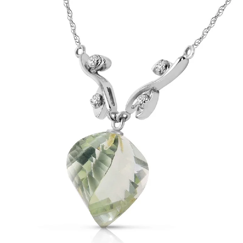 Worn style necklaces-13.02 CTW 14K Solid White Gold Scattered Fragments Green Amethyst Necklace