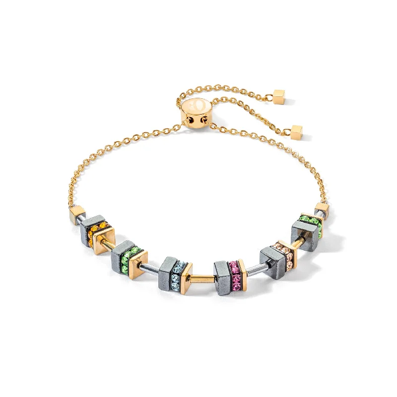 Coeur De Lion Sparkling Classic Gold Multicolour Chain Bracelet