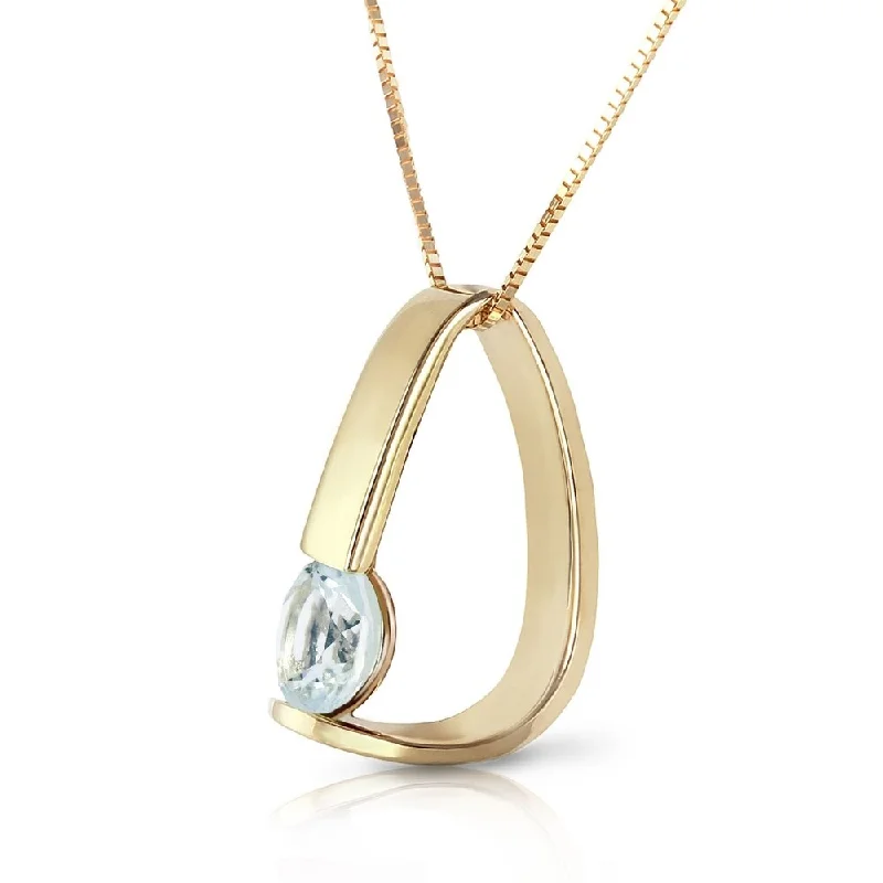 Quartz healing necklaces-14K Solid Gold Modern Necklace with Natural Aquamarine