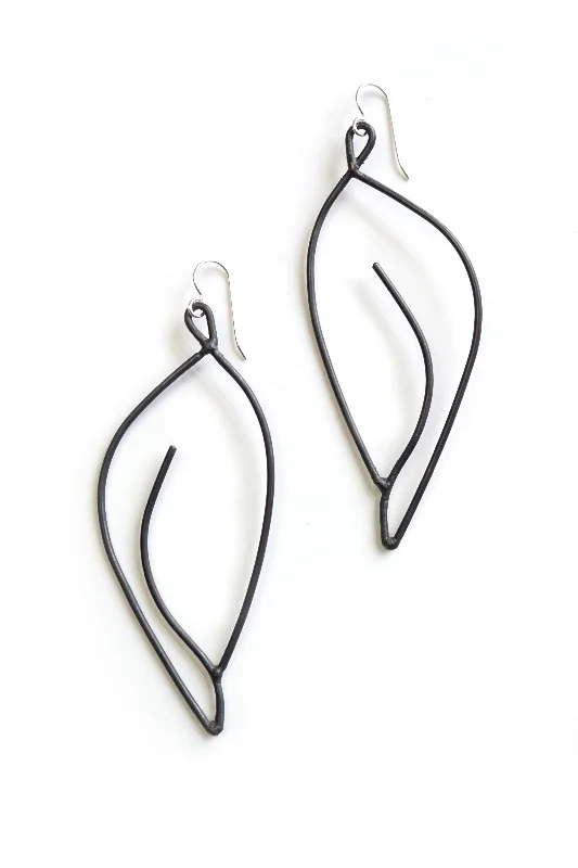 Wide cuff earrings-Galbe Statement Earrings in black steel, silver, or bronze