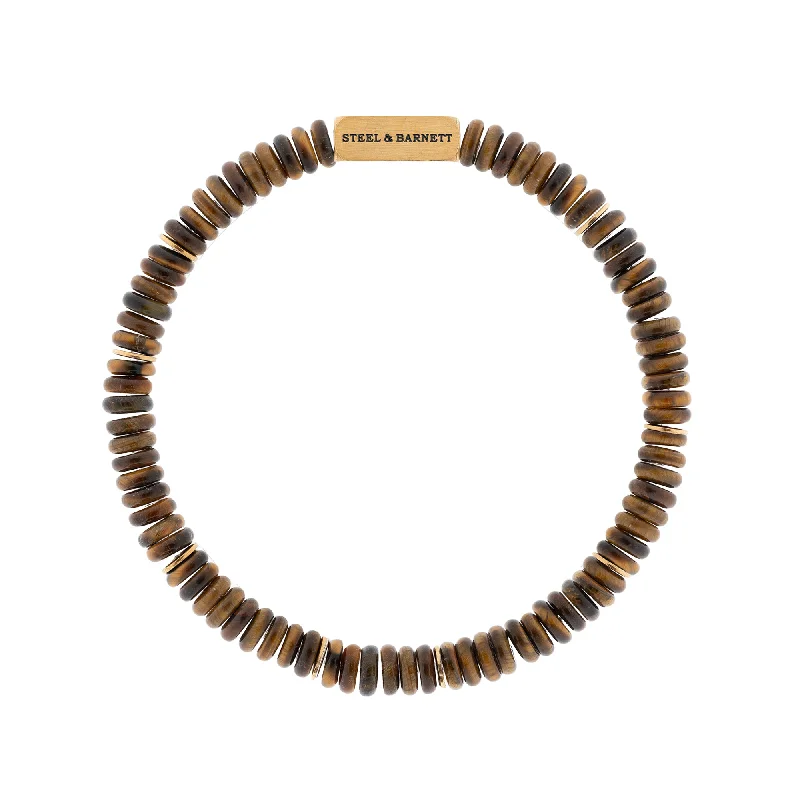 Tigers Eye Gold Two Tone Disc Bracelet