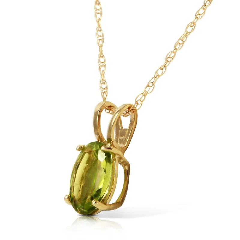 Zodiac charm necklaces-0.85 CTW 14K Solid Gold Surprised By Joy Peridot Necklace