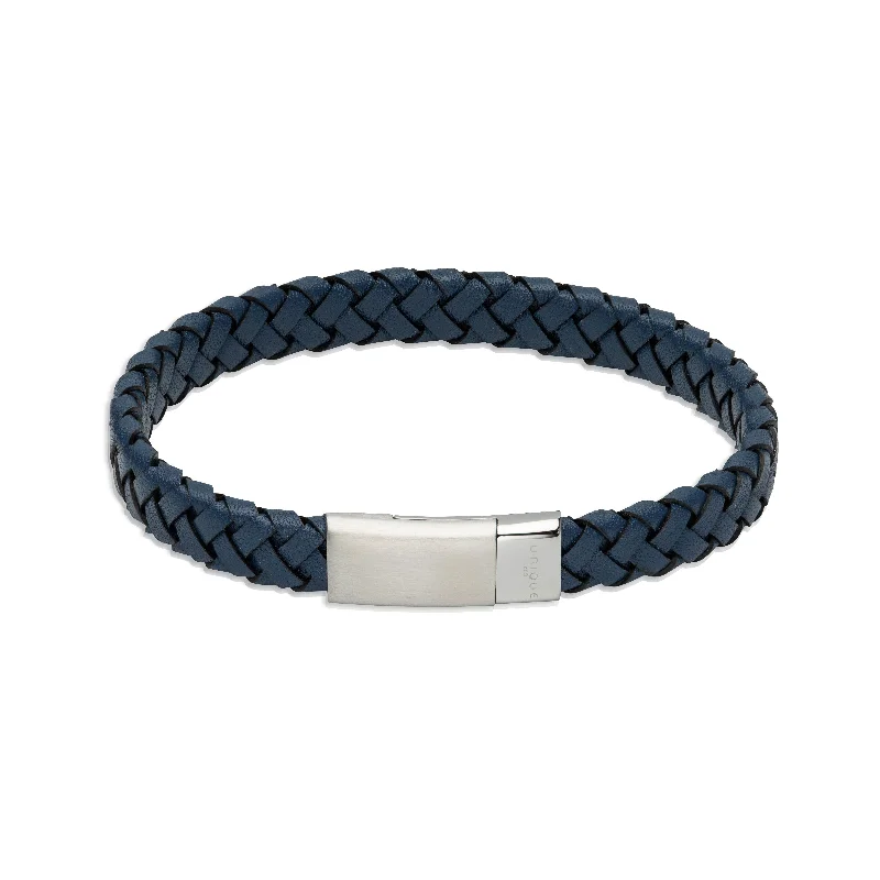 Unique & Co Navy Blue Weaved Leather Bracelet