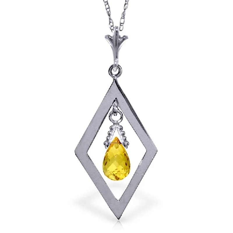 Elegant design necklaces-0.7 Carat 14K White Gold Seeker of Silence Citrine Necklace